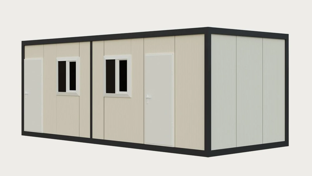 SC-K12 — حاوية سكنية ومكتبية جاهزة 21 م² (2 غرف + حمام + مطبخ)